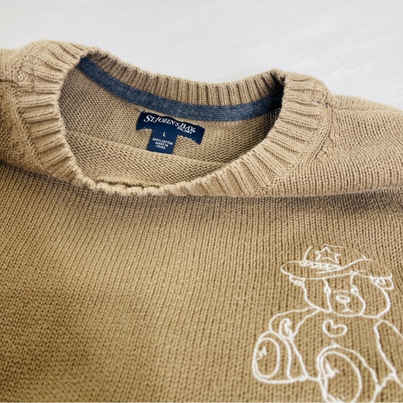 Size Brown Tan Large Cowboy Teddy Bear crew neck sweater 100% cotton - Picture 5 of 7